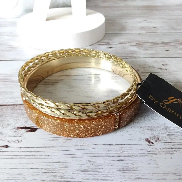 Gold Tone 3-Piece Bangle Set – G by Gennaro - Picture 1 of 4